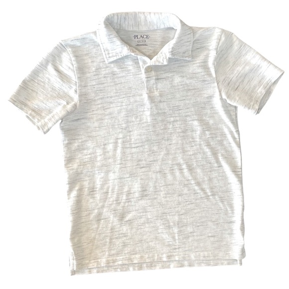 The Children's Place Other - Boys Polo, Cream/Gray Heathered, Large 10/12, Children’s Place
